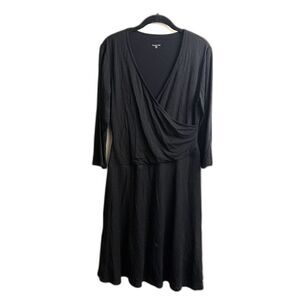 Women's Garnet Hill Brianna Surplice Knit Faux Wrap Dress Size L